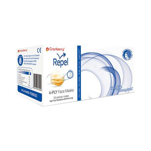 Cranberry R2960SA Repel 4-Ply Premium Earloop ASTM Level 3 Face Masks Sapphire 50/Box Cranberry R2960SA Repel 4-Ply Premium Earloop ASTM Level 3 Face Masks Sapphire 50/Box